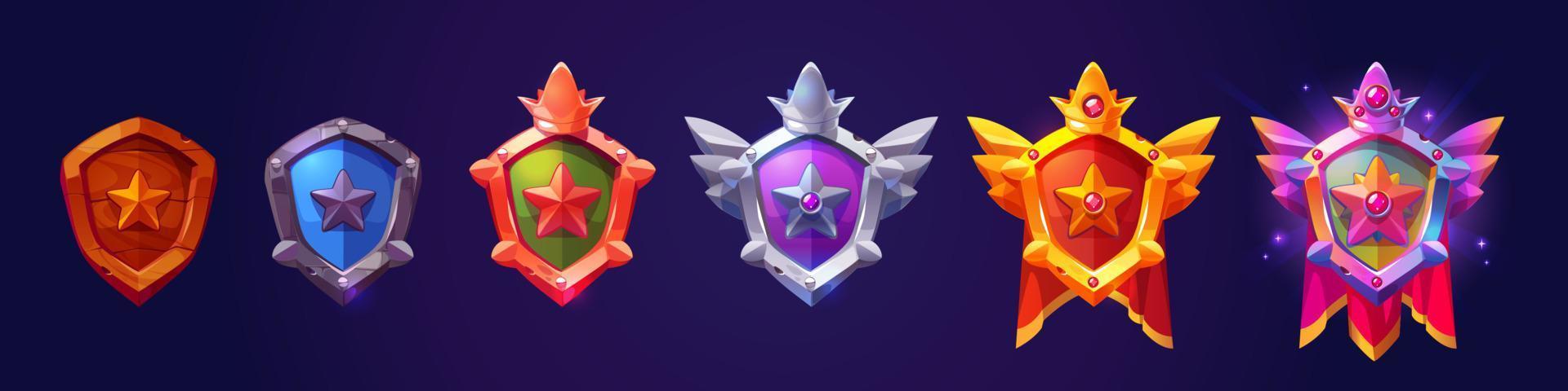 Gold ranking achievement badges for game vector
