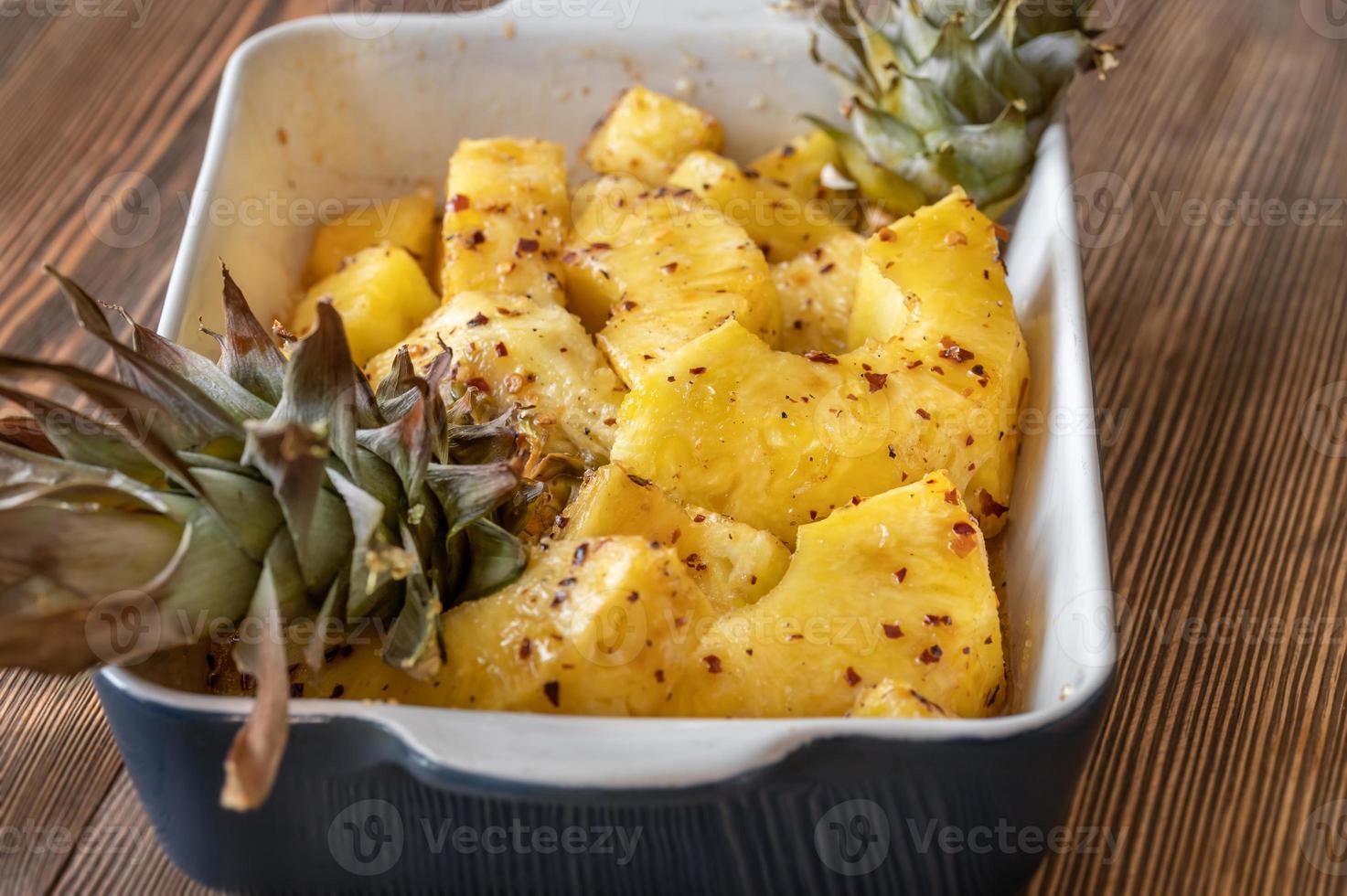 Baked pineapple closeup photo