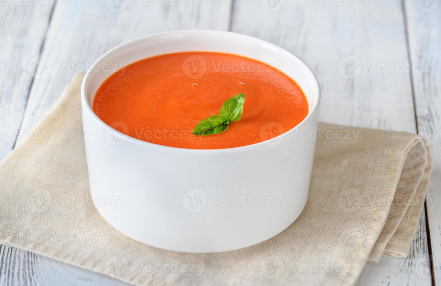 Tomato soup bowl photo