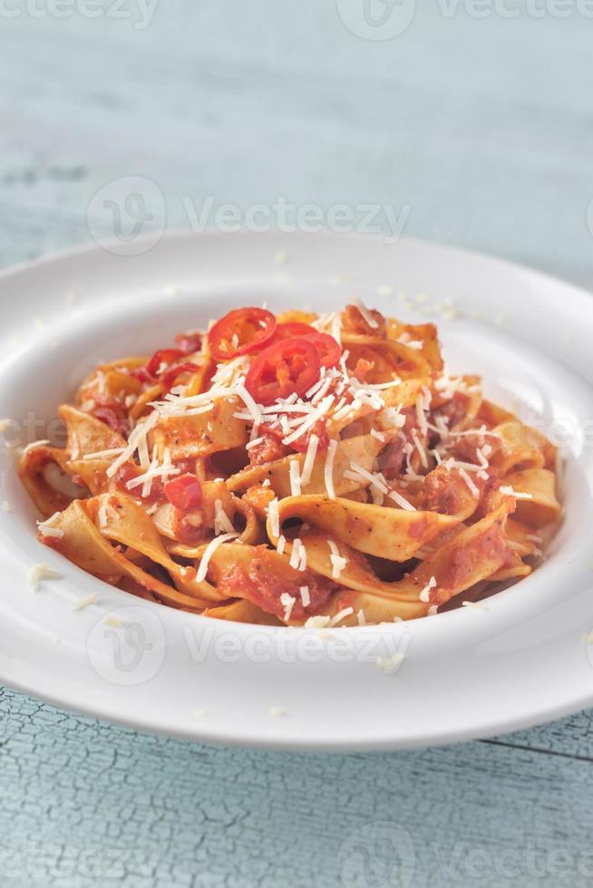 Portion of Amatriciana pasta photo