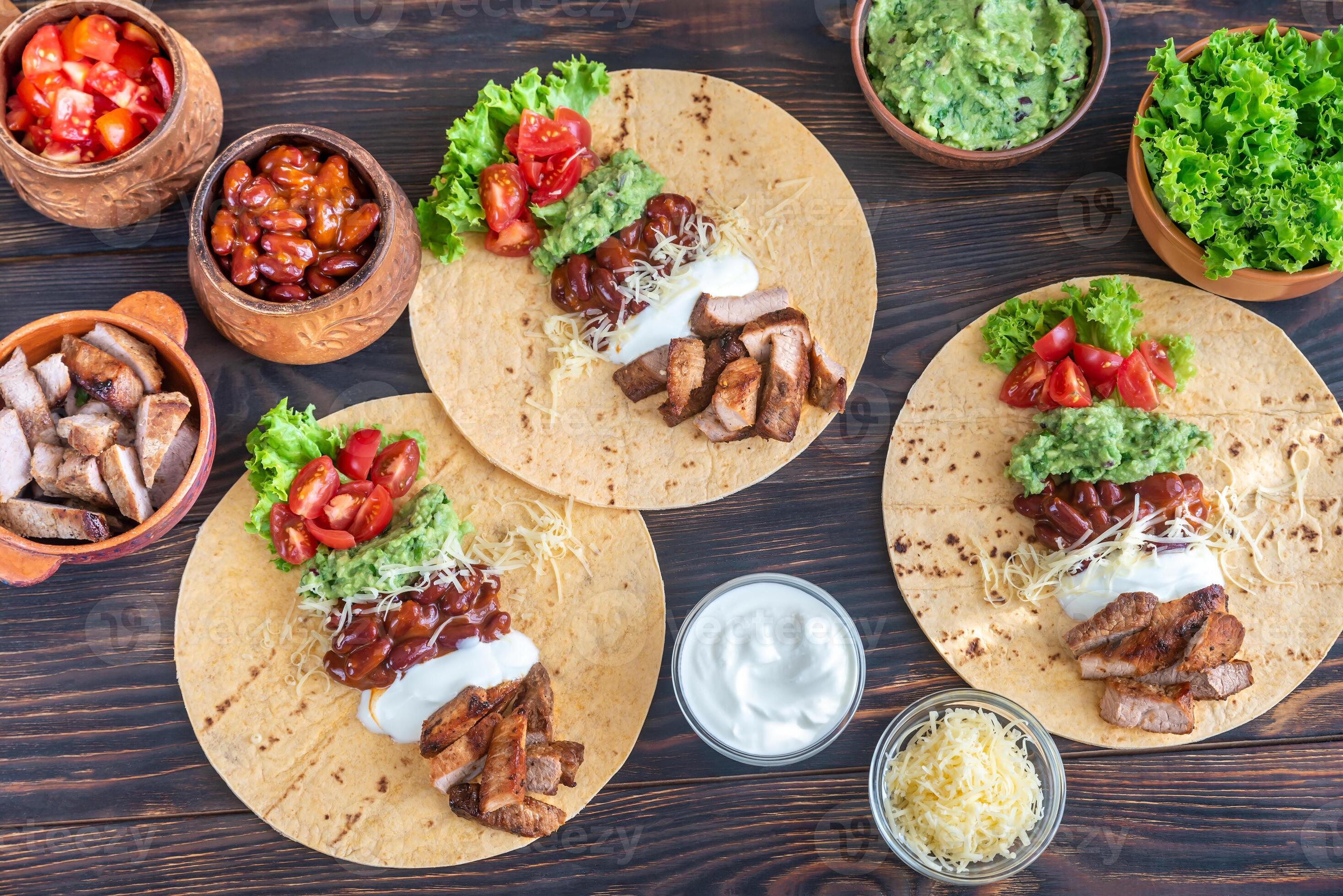 Tacos with fillings 23160200 Stock Photo at Vecteezy