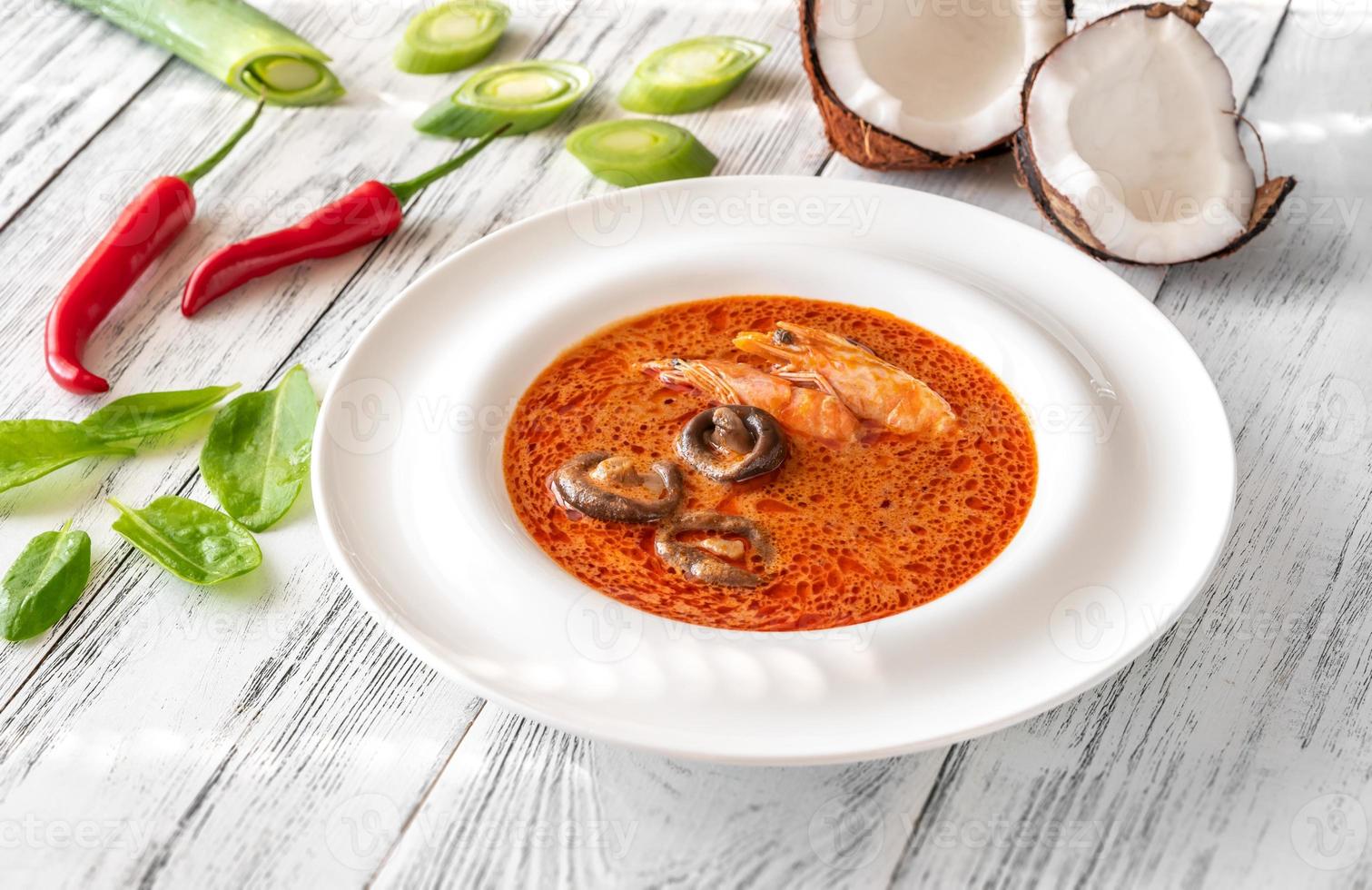 Portion of Tom Yum soup photo