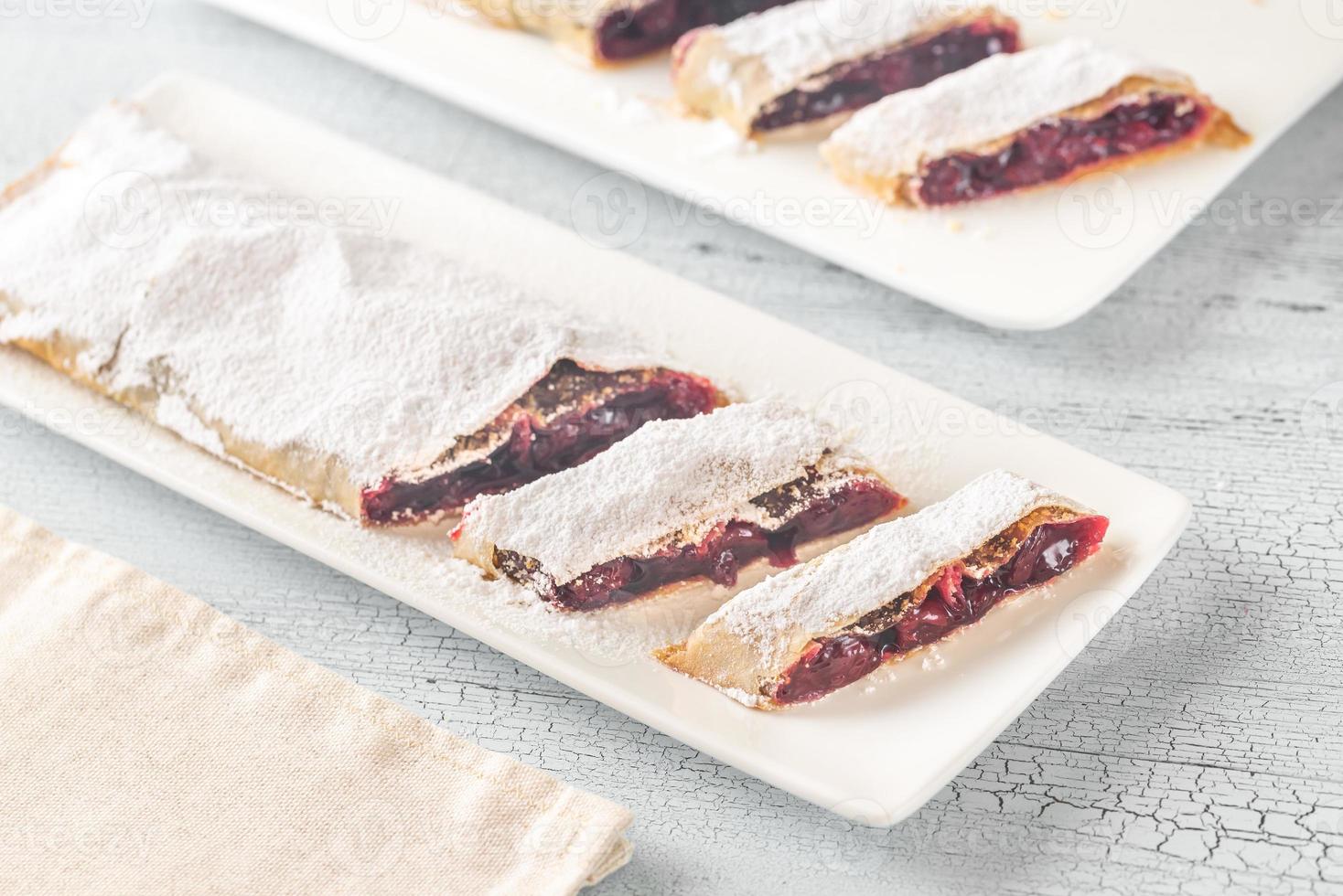 Cherry strudel slices photo