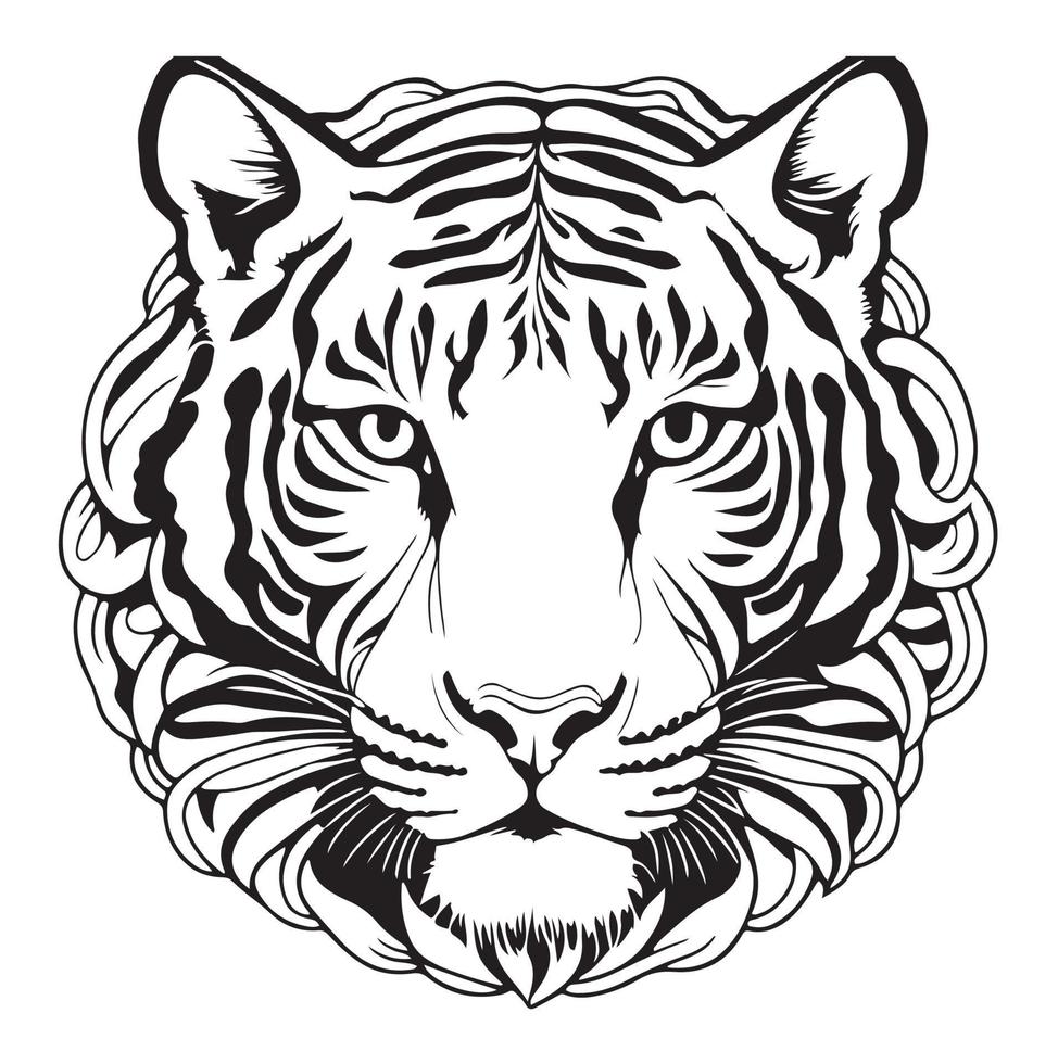 Tiger Head.Tribal Tattoo Design.Vector illustration ready for vinyl cutting. vector