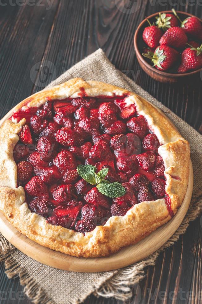 Strawberry galette flat lay photo