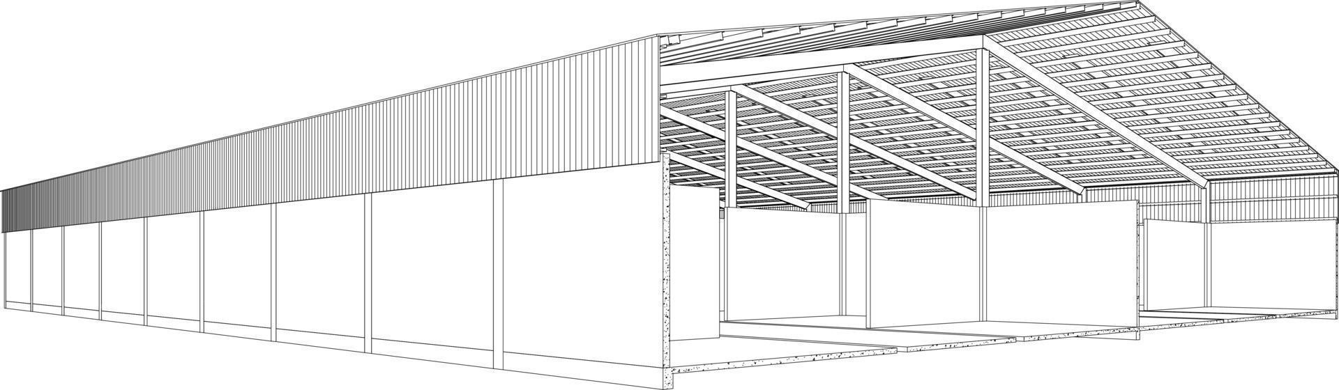 Ilustración 3D del proyecto de construcción vector