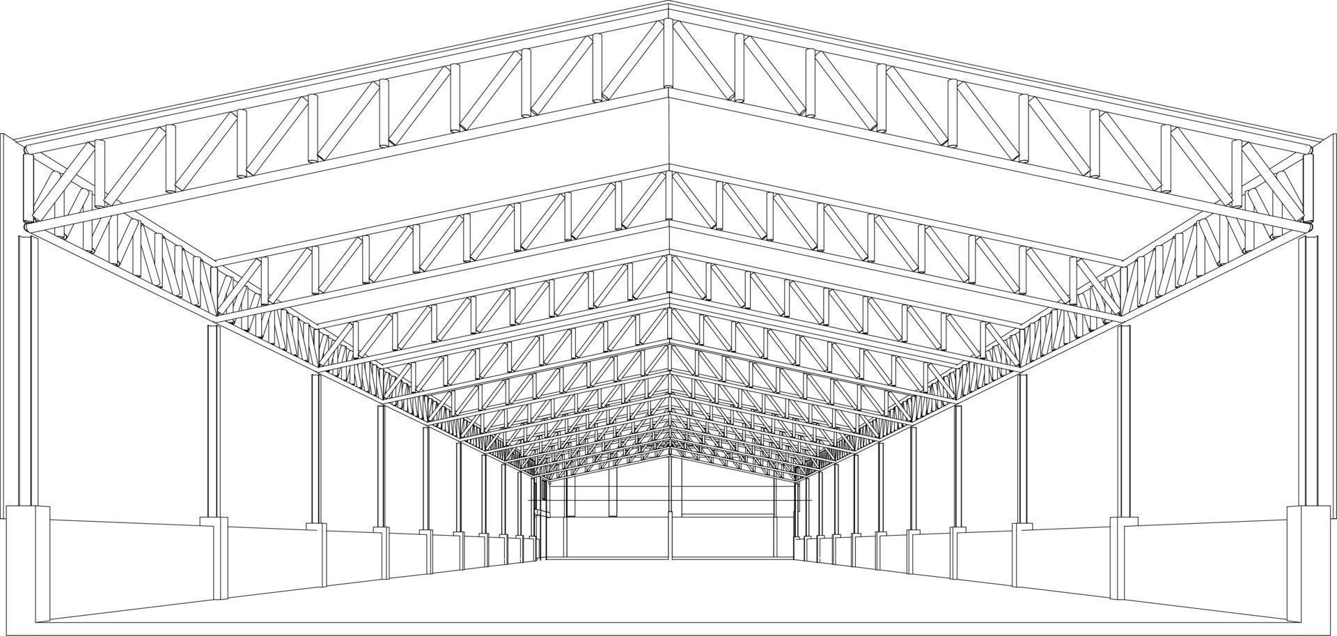 3D illustration of building project vector