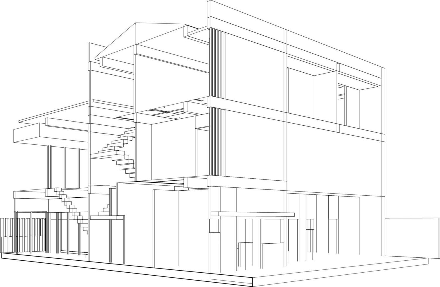 3D illustration of building project vector