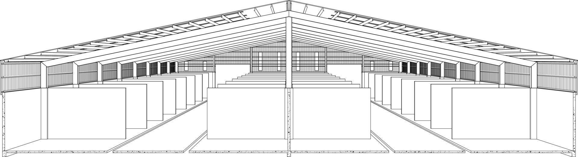 Ilustración 3D del proyecto de construcción vector