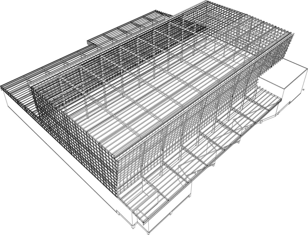 Ilustración 3D del proyecto de construcción vector