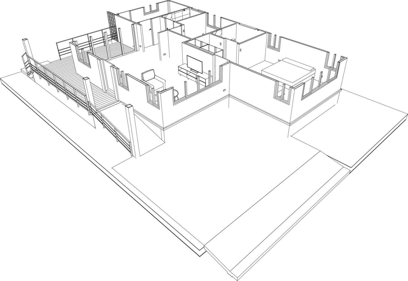 3D illustration of residential project vector