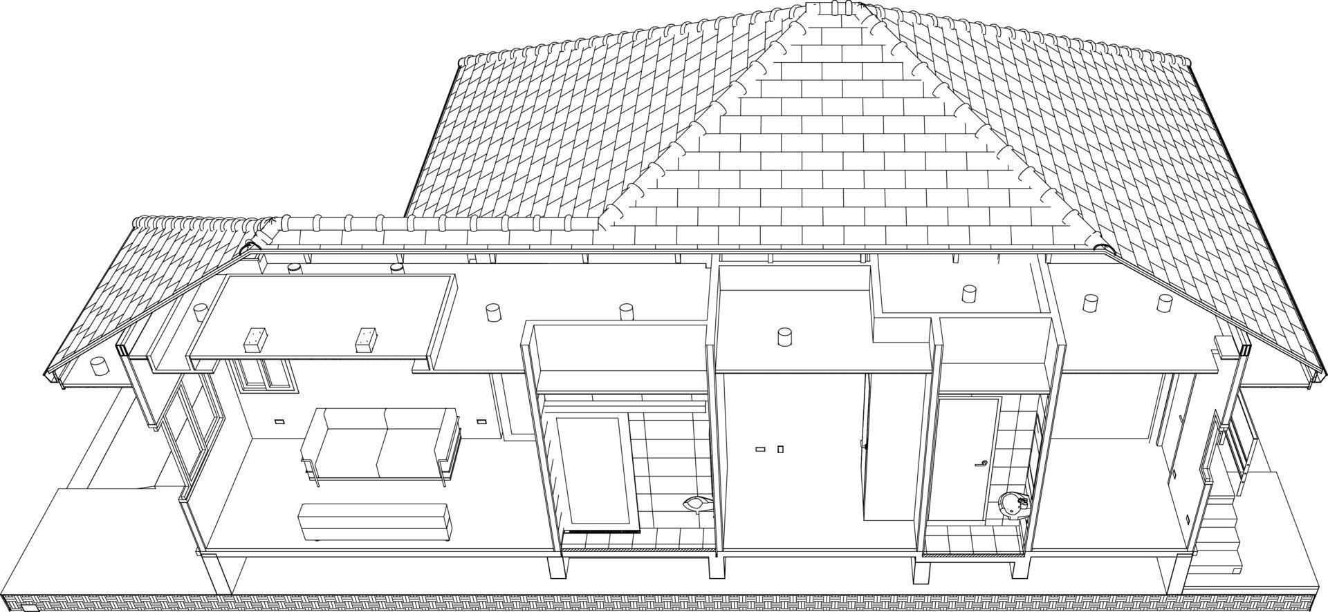 3d ilustración de residencial proyecto vector