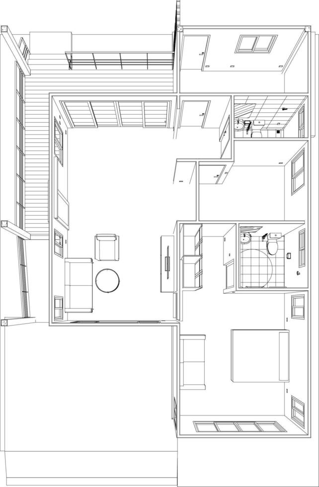 3d ilustración de residencial proyecto vector