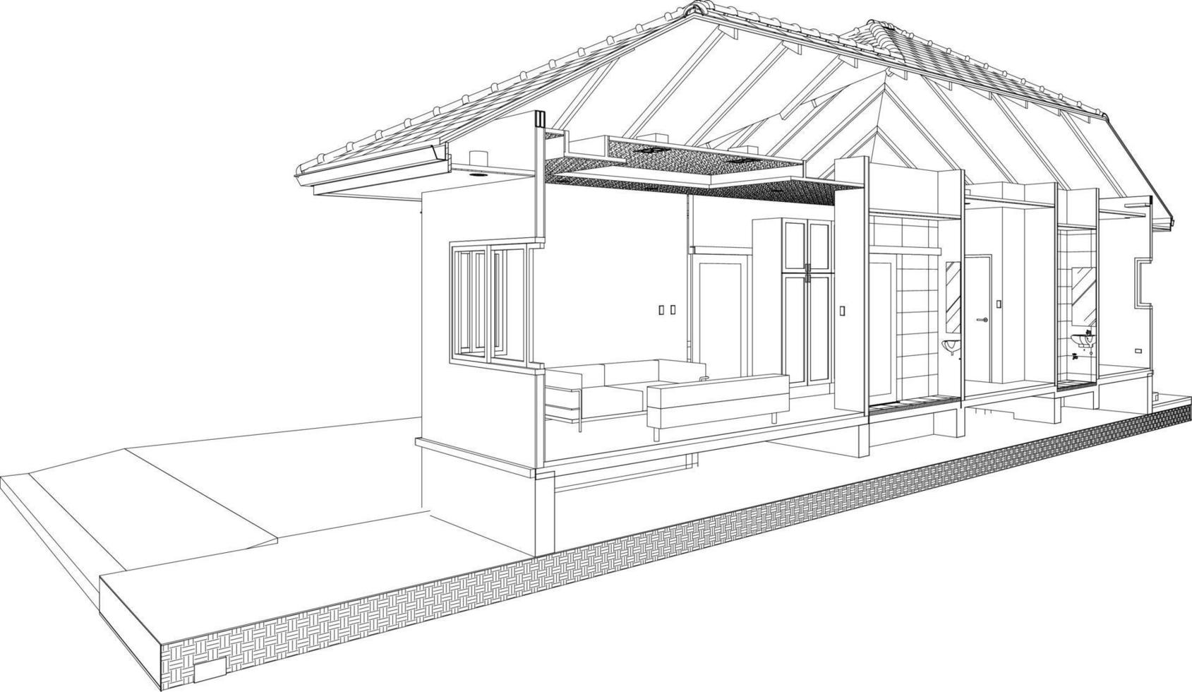 3d ilustración de residencial proyecto vector