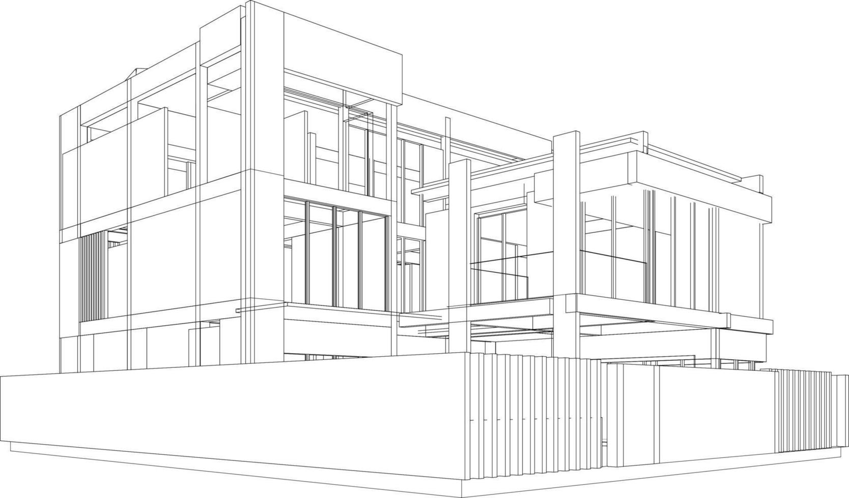 3D illustration of building project vector