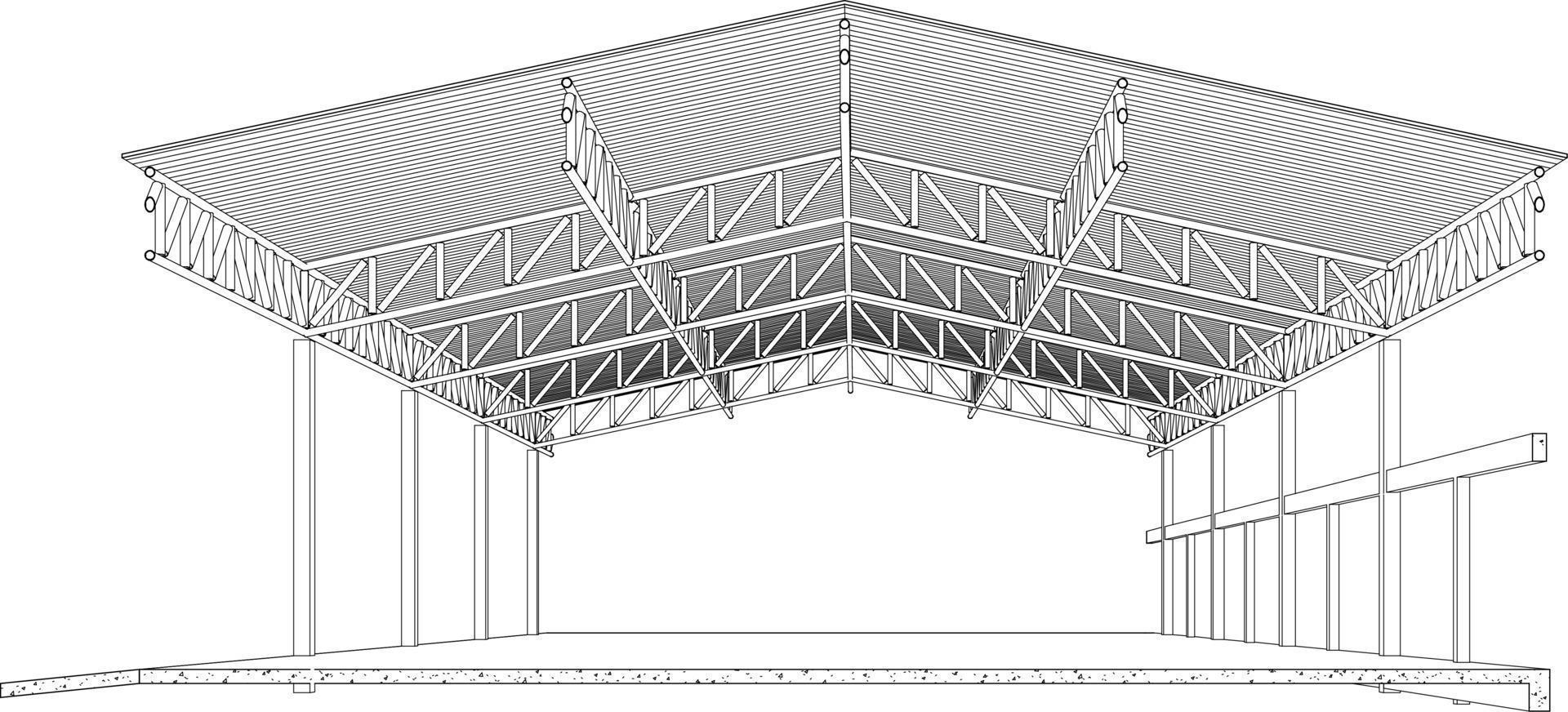 3D illustration of building project vector