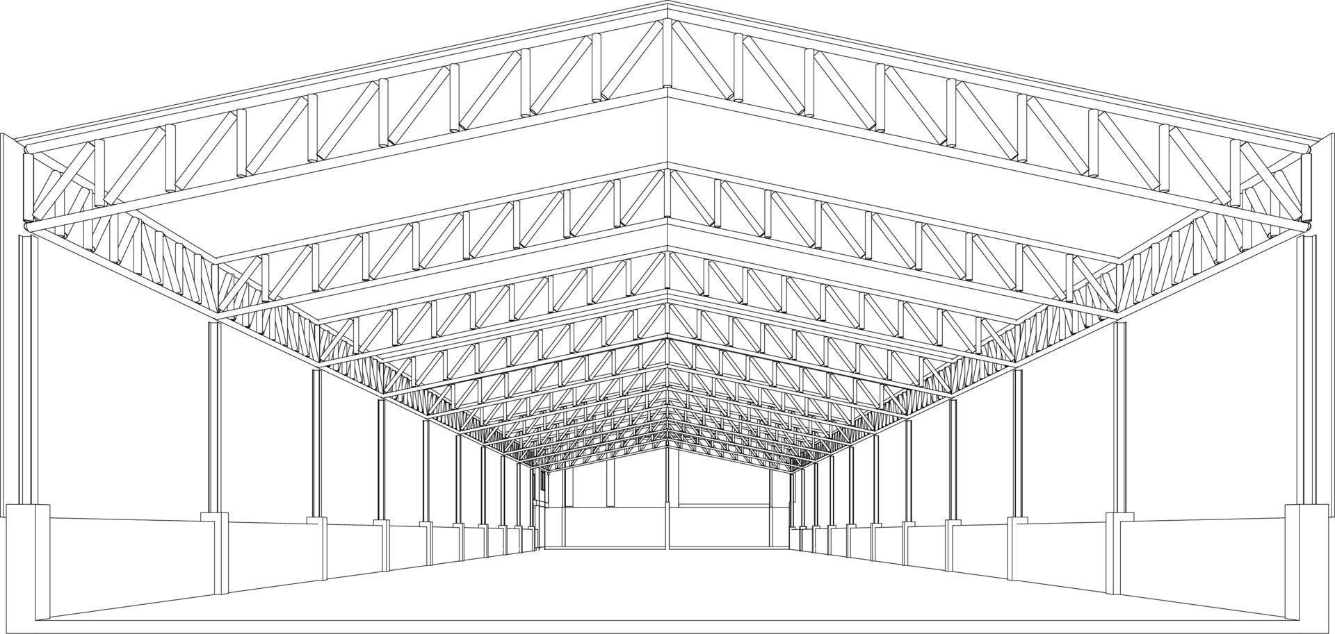 3D illustration of building project vector