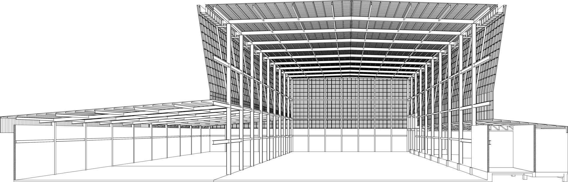 Ilustración 3D del proyecto de construcción vector