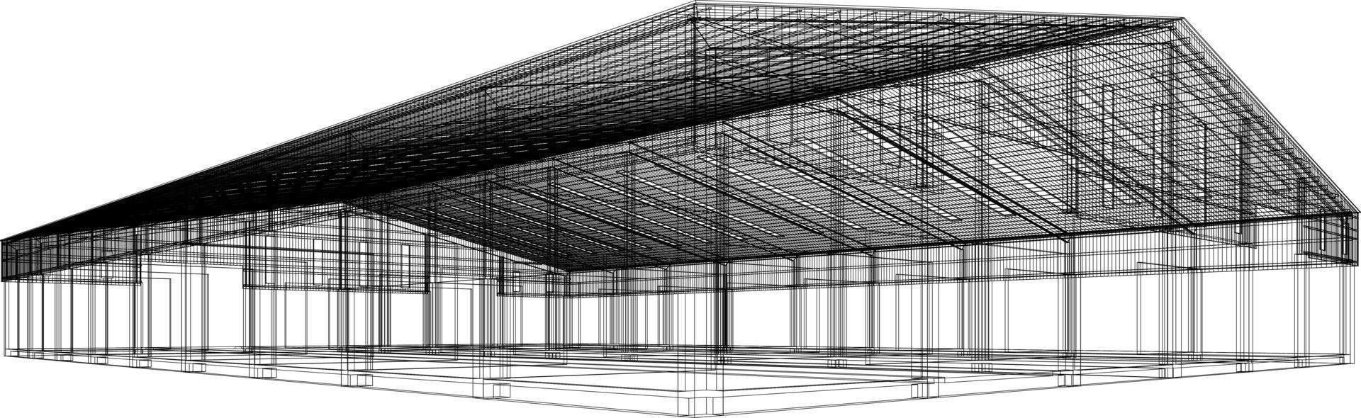 Ilustración 3D del proyecto de construcción vector