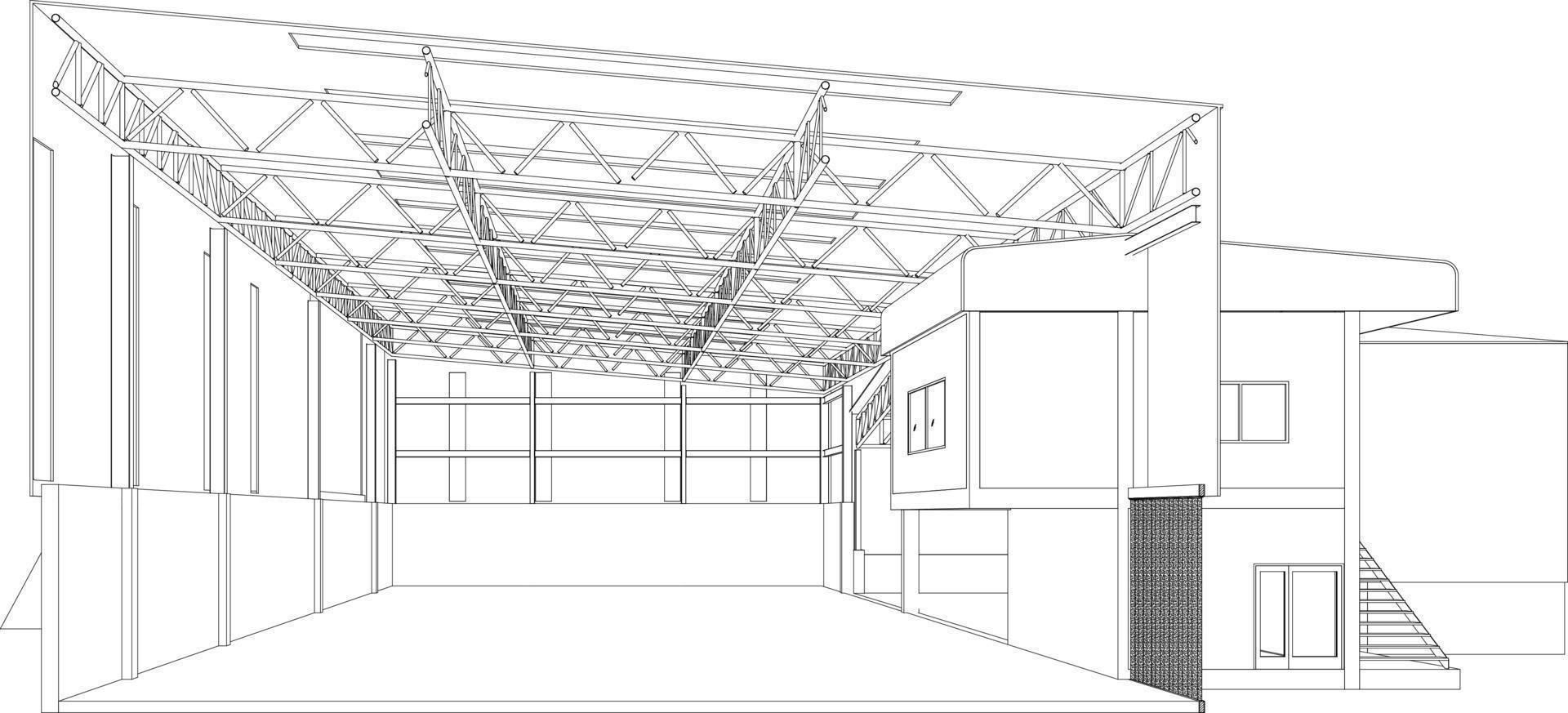 3D illustration of building project vector