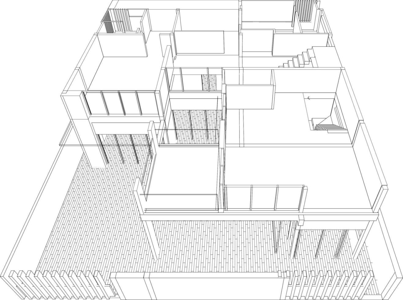 Ilustración 3D del proyecto de construcción vector