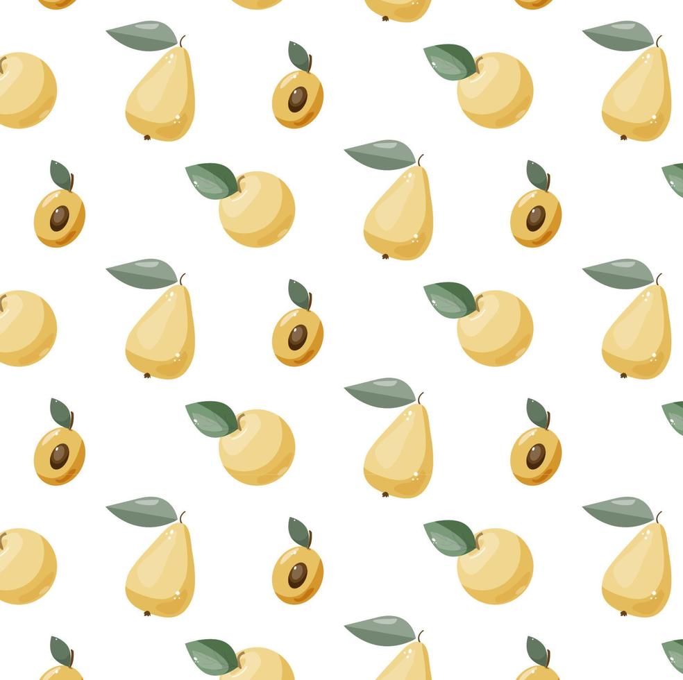 vector summer pattern with  pears, apples and apricots