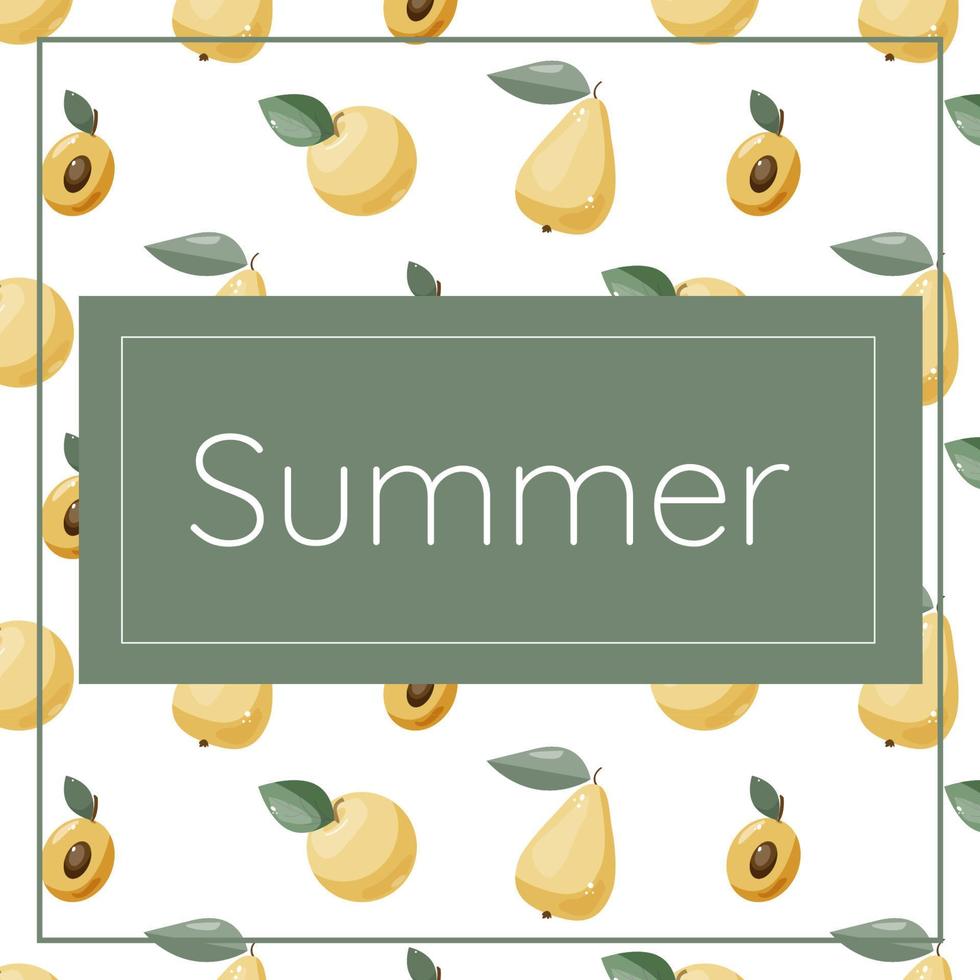 vector verano modelo con bonito peras, manzanas y albaricoques