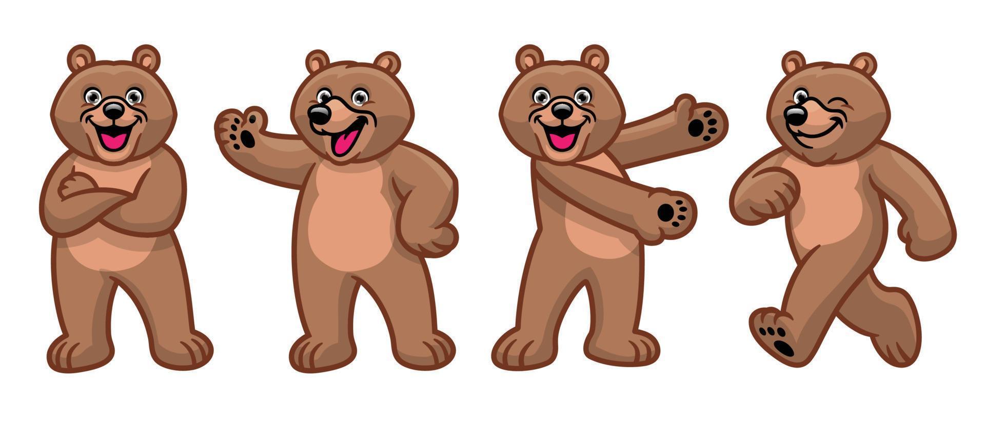 conjunto de marrón oso pardo oso dibujos animados personaje vector