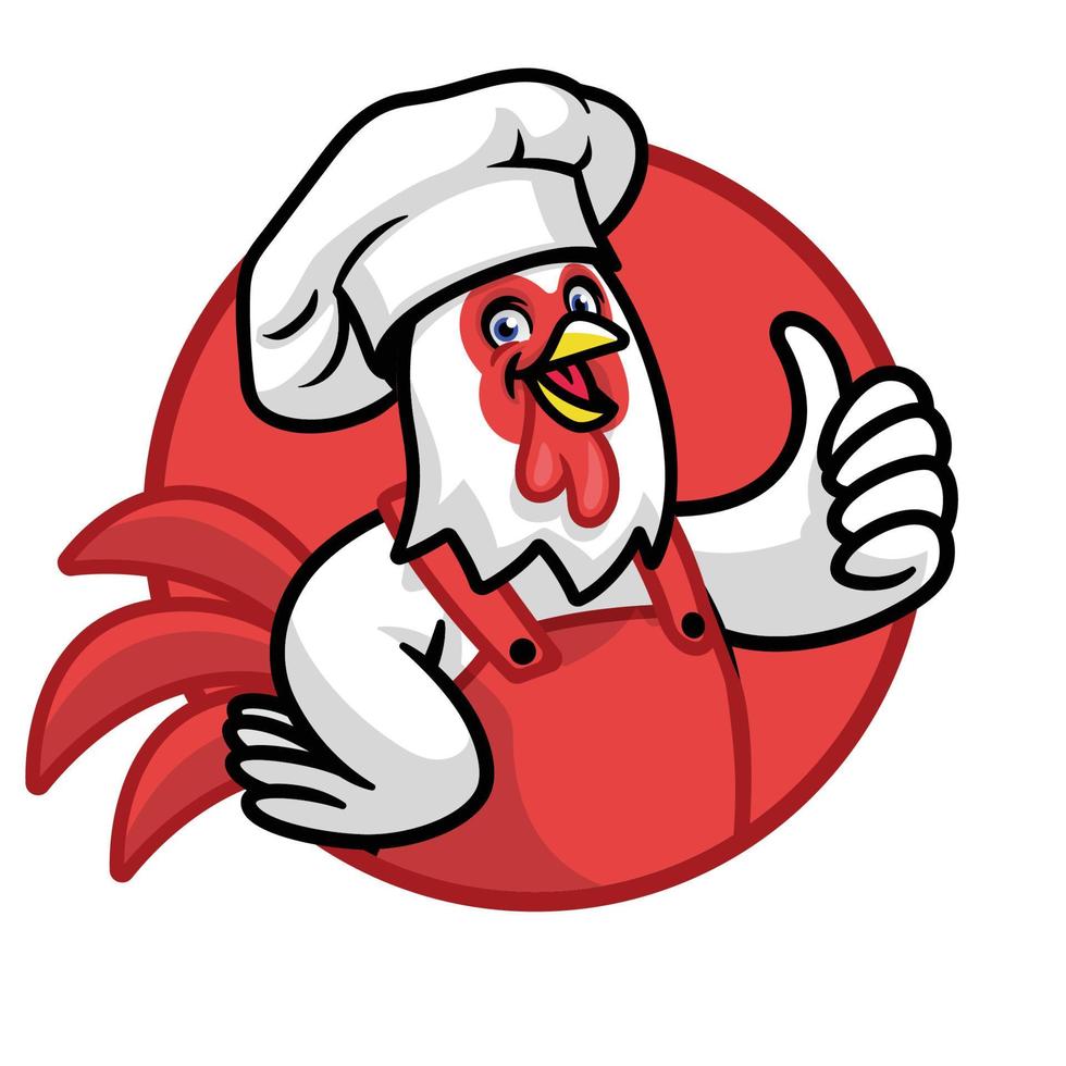 funny chef chicken mascot vector