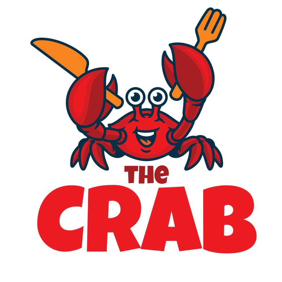 Cute Crab Food Mascot Logo vector