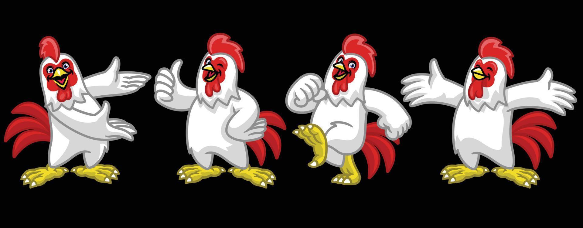 conjunto de dibujos animados personaje de gracioso pollo vector