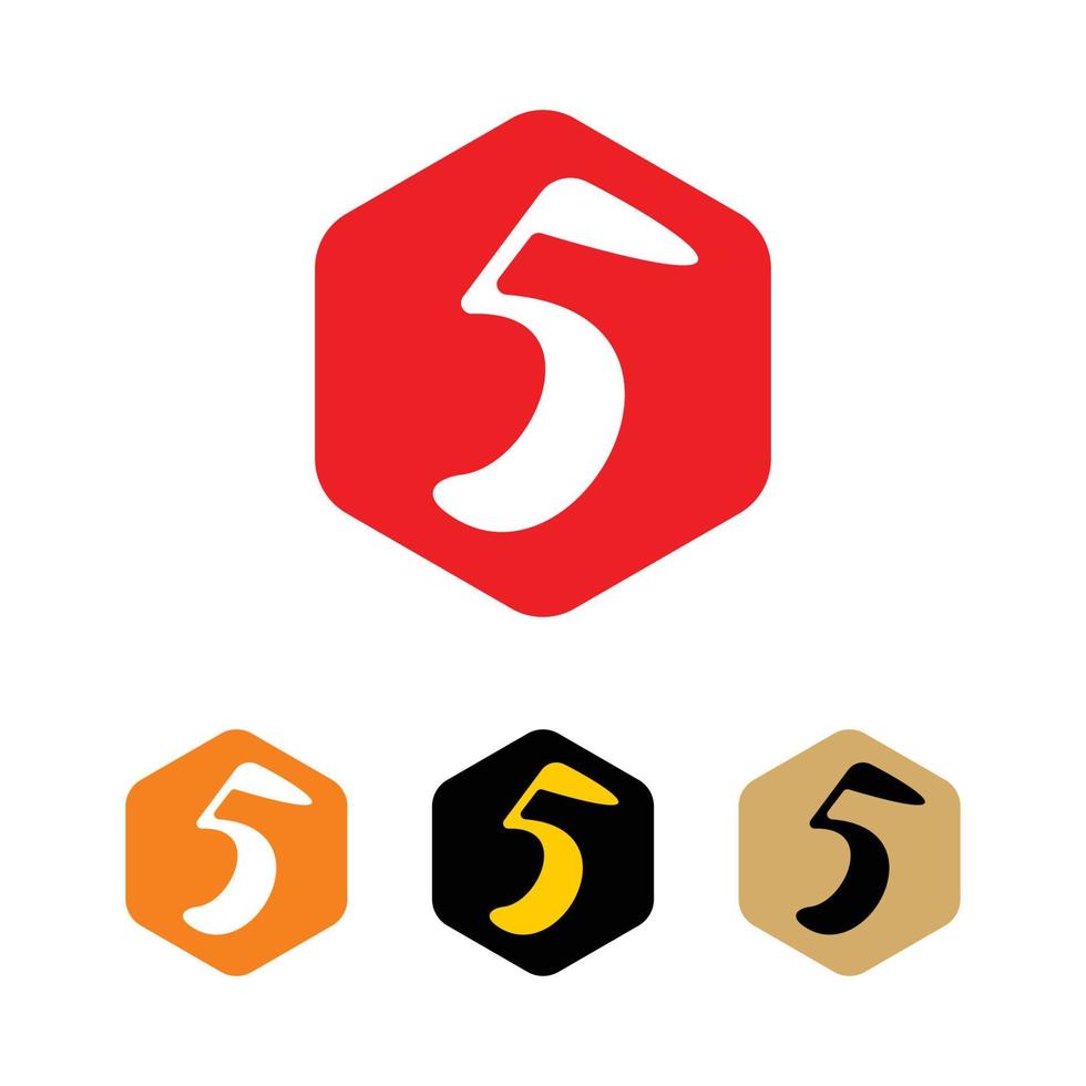 Number five logo hexagon 5 logo vector