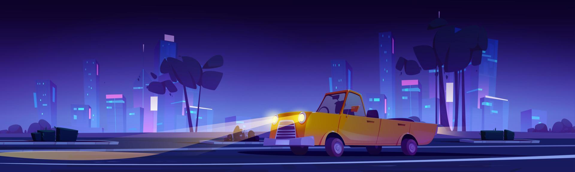 Car on parking in night city vector