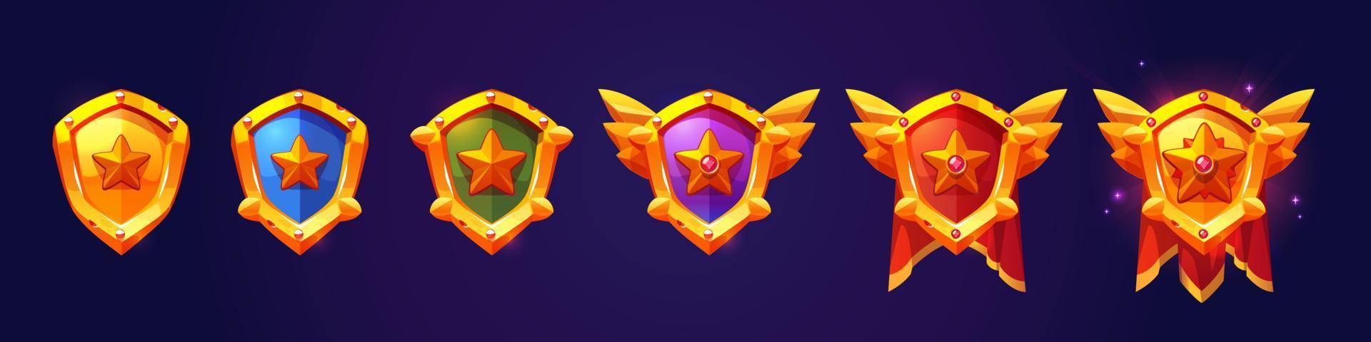 Gold ranking achievement badges for game vector