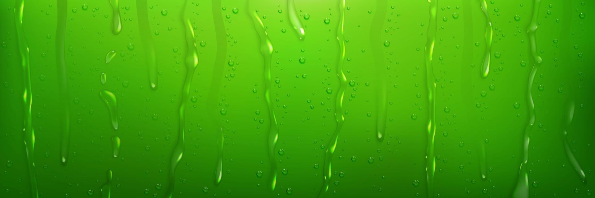 Water droplets and streams on green surface vector