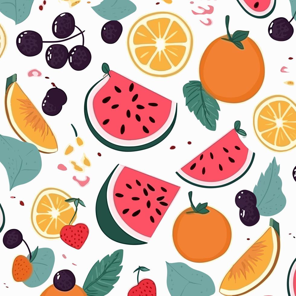 Illustration Pattern Summer fruit pattern in simple style vector