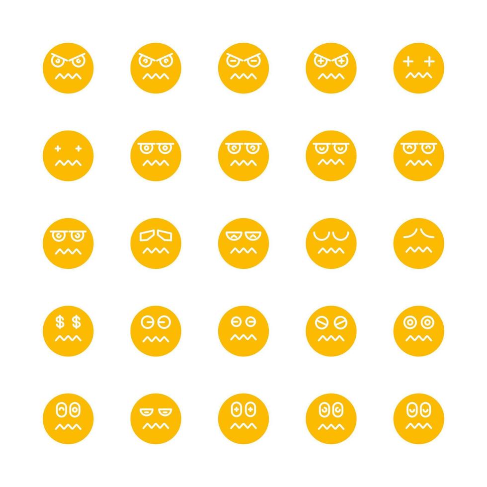 conjunto de emoticonos lindos amarillos vector