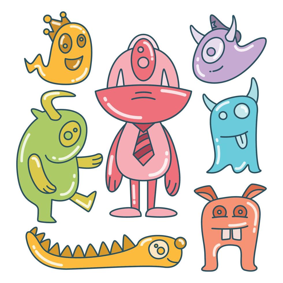funny monster characters set illustration vector