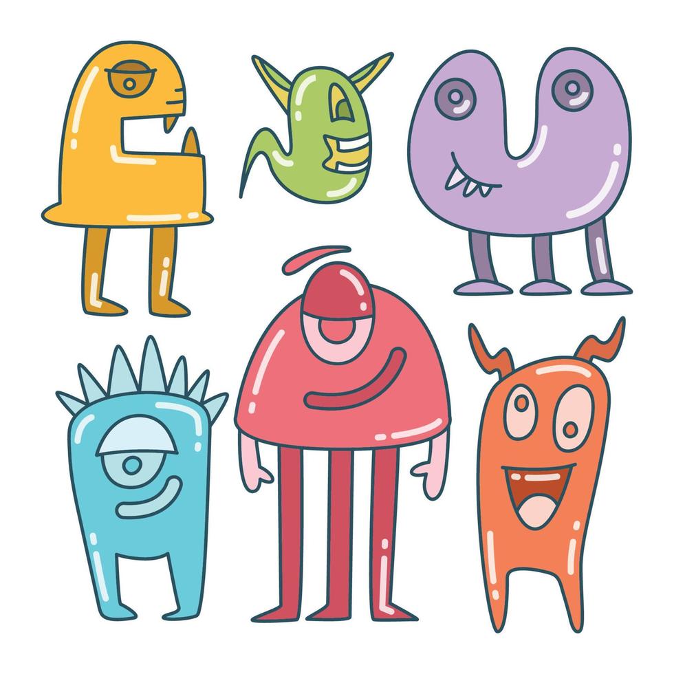 funny monster characters set illustration vector