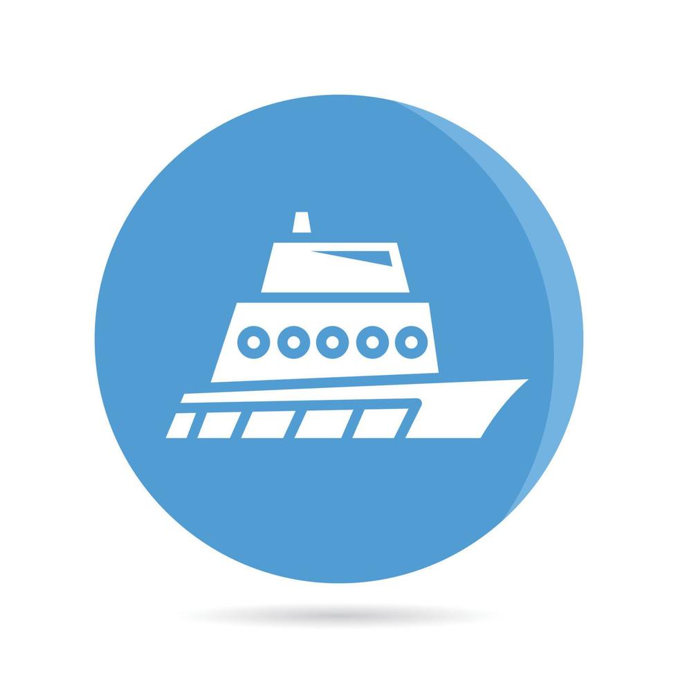 yacht in blue circle button vector
