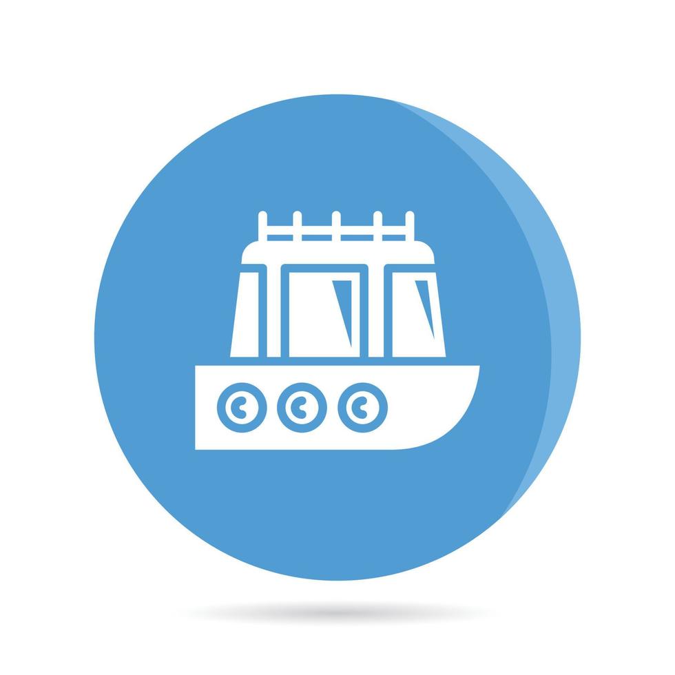 fishing boat in blue circle button vector