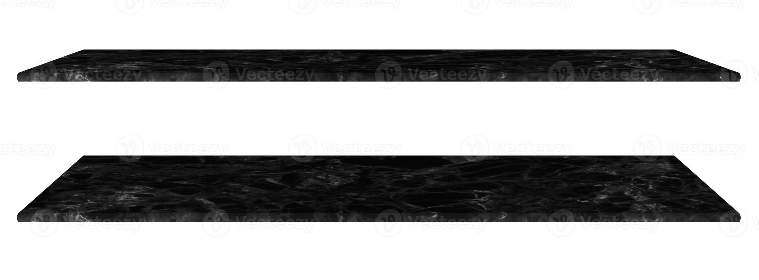 Marble table, counter top Black surface, Stone slab for display products isolated on white background have clipping path photo