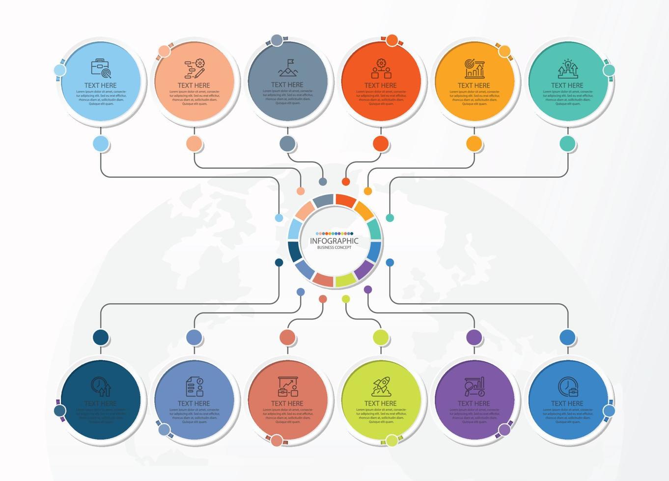 Infographic with 12 steps, process or options. vector