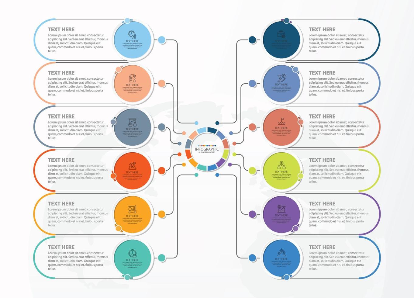 Infographic with 12 steps, process or options. vector