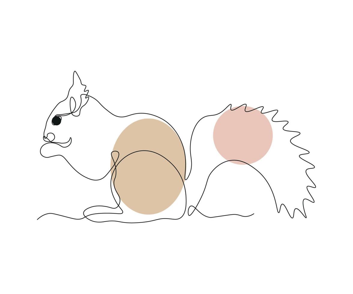 abstract squirrel, rodent Continuous One Line Drawing vector