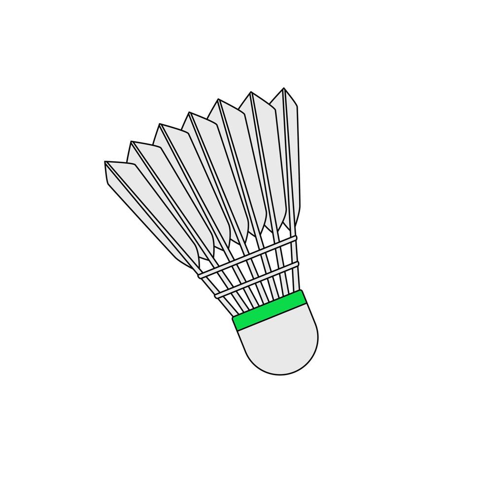 Shuttlecock isolated on white background, sport equipment, badminton, flat illustration vector