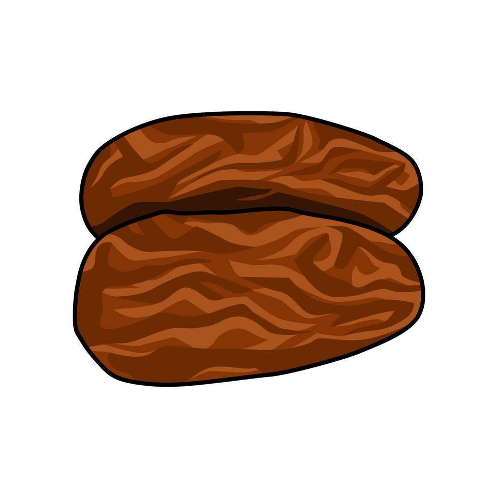Two Dates dried fruits, dry food snacks vector icon. Dried dates, fruity sweets, diet nutrition and vegetarian natural organic food