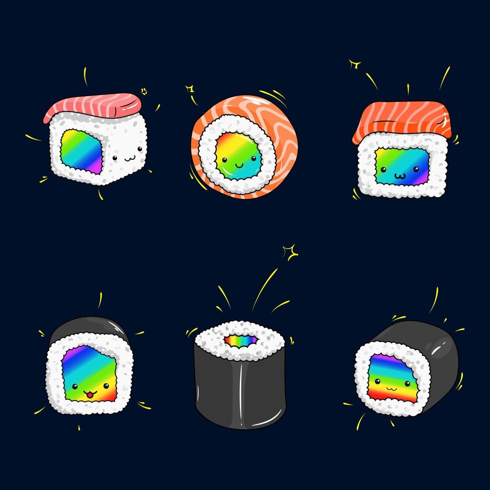 Sushi. vector ilustración.conjunto de elementos en un blanco antecedentes