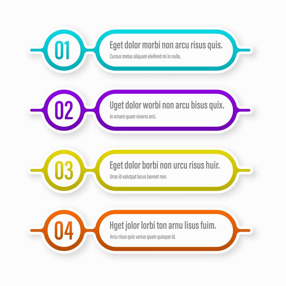 Infographics banners. A vivid illustration of the layout of the labels banner. Colored labels with a set of steps and parameters. A template for the design. All elements are isolated.EPS 10 vector