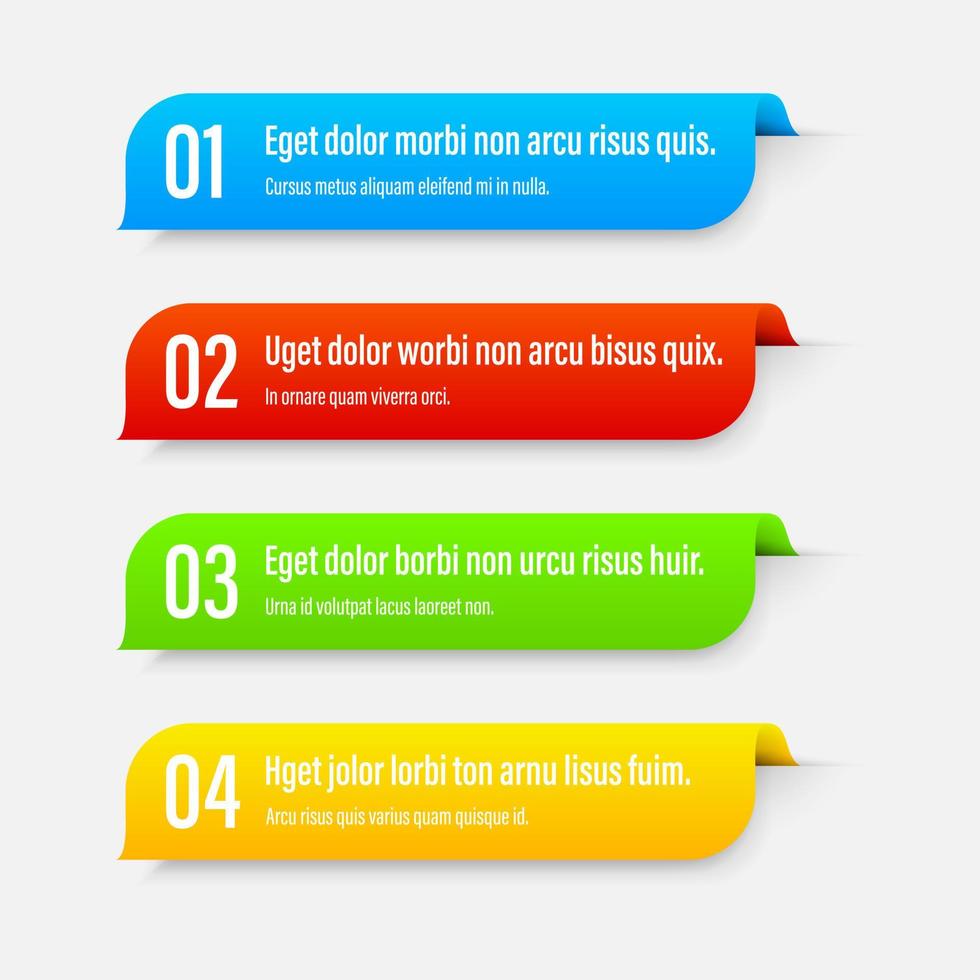 Infographics banners. A vivid illustration of the layout of the labels banner. Colored labels with a set of steps and parameters. A template for the design. All elements are isolated.EPS 10. vector